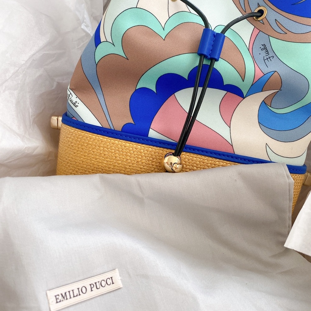 Emilio Pucci Blue Acapulco Print Bonita Bucket Bag - Picture 4 of 13